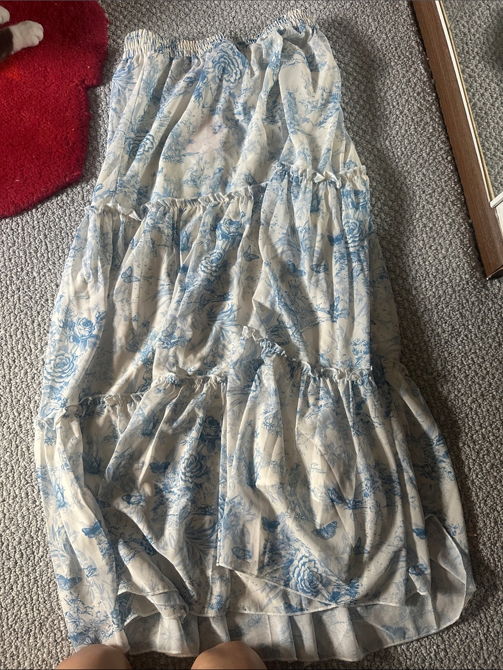 Cider Blue and White Floral Maxi Skirt